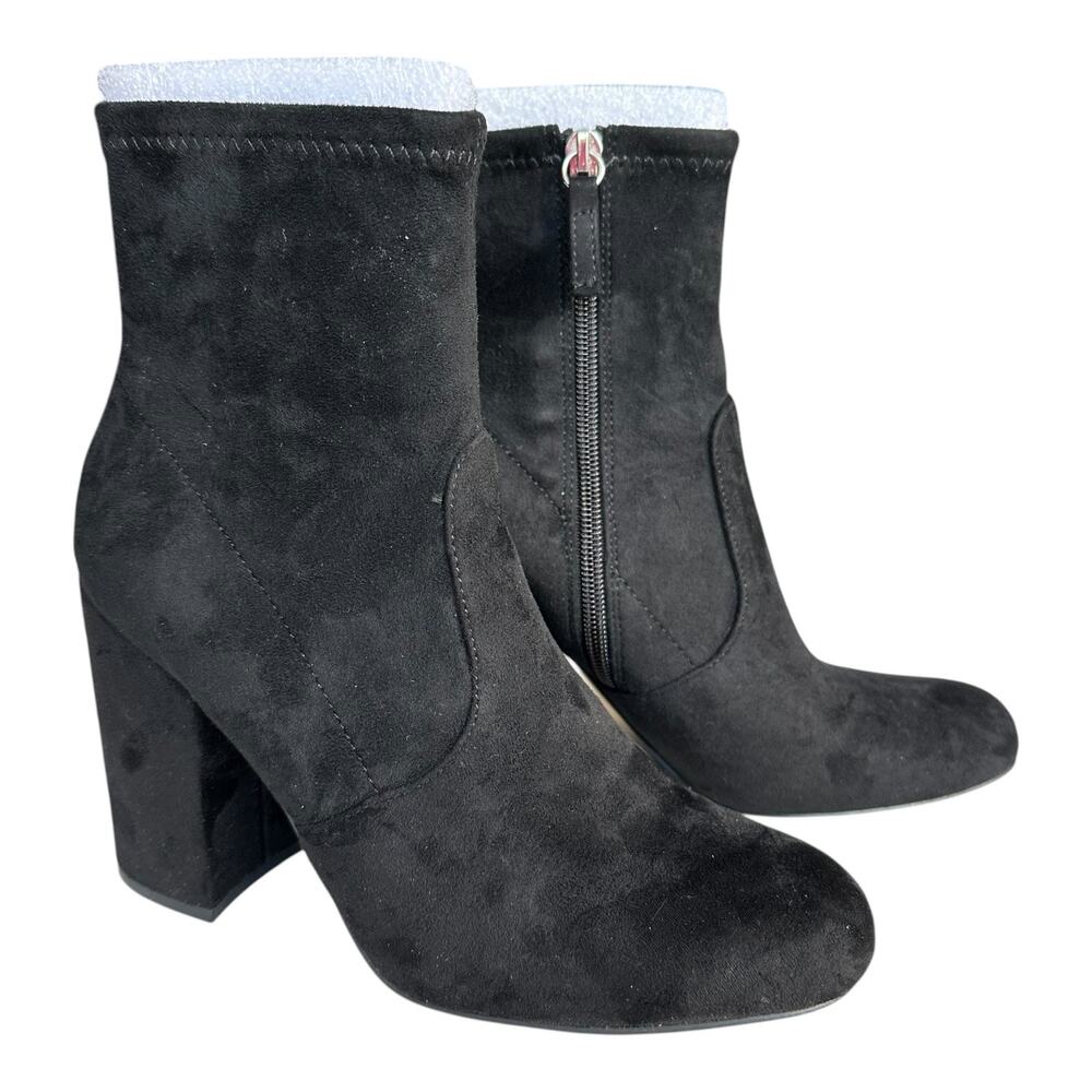 Steve Madden Womens Boots Size 7.5 Heels Ankle Boot Shoe Black Velvet New in Box
